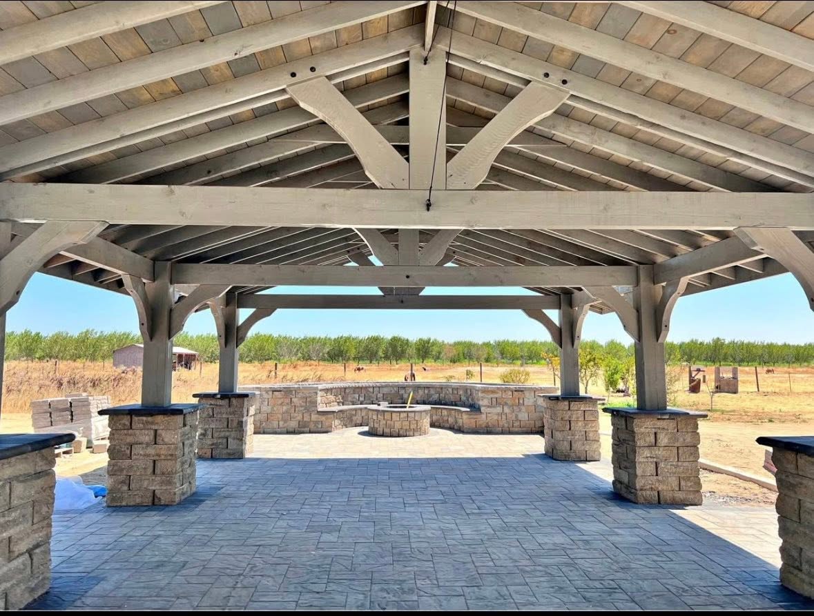 Finished pavilion timber framing by RAM Construction